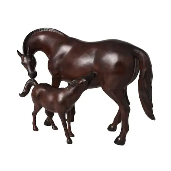 Dark Brown Horse Mom & Baby Sculpture  {3}
