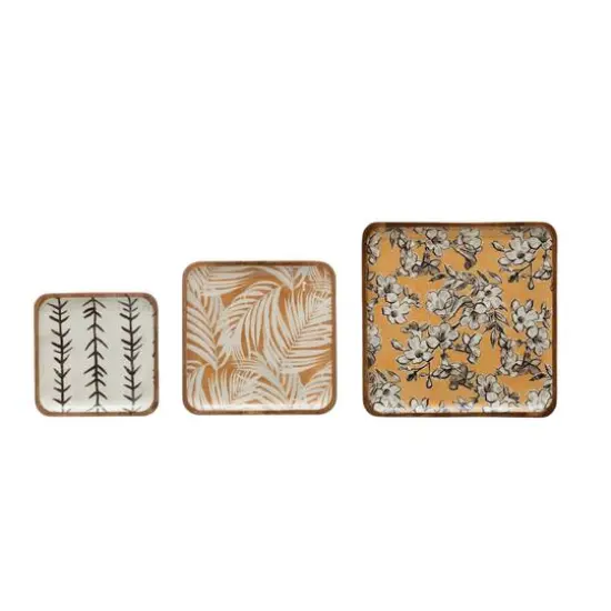 Hello Honey&reg; Square Enameled Acacia Wood Printed Trays Set {1}