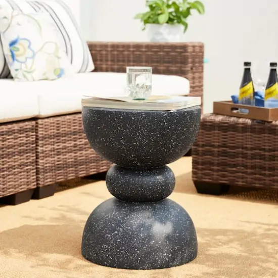 Glitzhome&reg; 17.5" Multifunctional Faux Terrazzo Garden Stool {4}