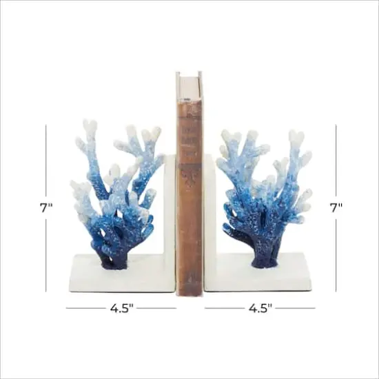7" Coral Metal Bookend Set Blue {8}