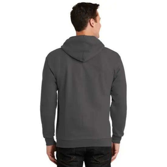 Port & Company® Tall Essential Fleece Full-Zip Hooded Sweatshirt Charcoal {5}