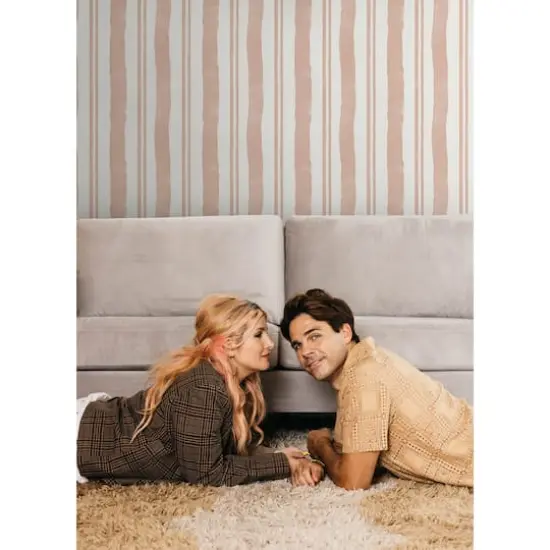 Mr. Kate Winston Watercolor Potter's Clay Peach Stripe Peel & Stick Wallpaper {5}