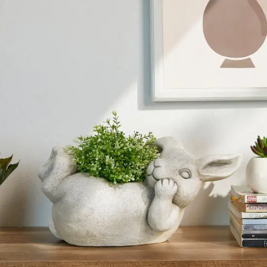 Glitzhome&reg; 14.25" Rabbit Statue Planter {3}