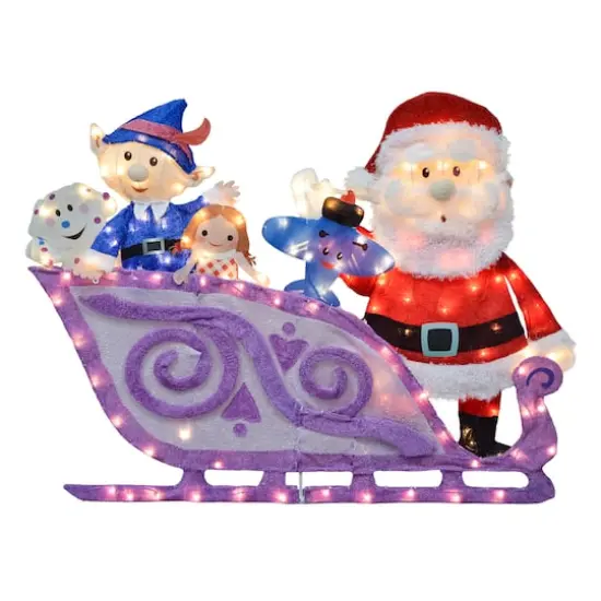 Rudolph the Red-Nosed Reindeer & the Island of Misfit Toys 42" Santa & Sleigh 2D Pre-Lit Yard Art {1}