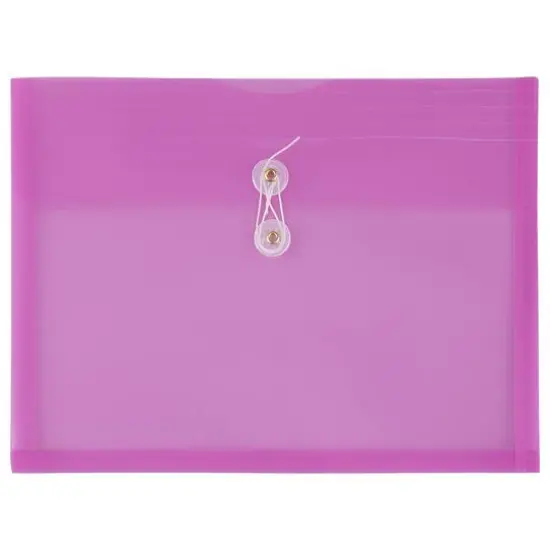 JAM Paper Letter Booklet Plastic Envelopes with Button & String Tie Closure, 12ct. Lavender Purple {1}