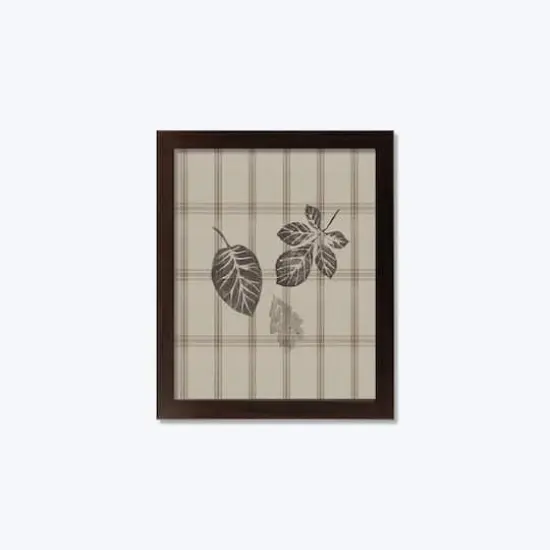 Autumn Fall Brown Plaid Walnut Framed Print {1}