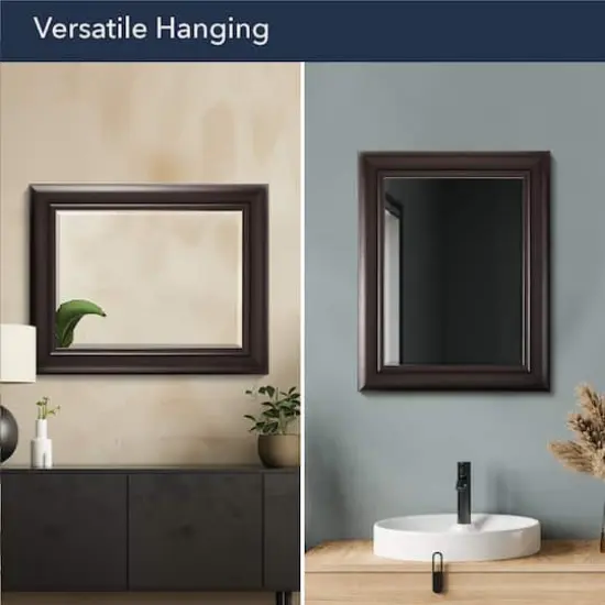 Head West 30" Espresso Framed Wall Vanity Mirror {6}