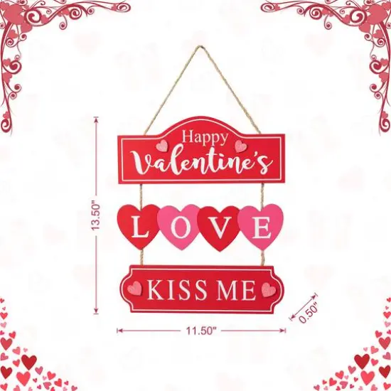 Glitzhome&reg; 13.5" Valentine's Wooden Love Door Hanger {9}