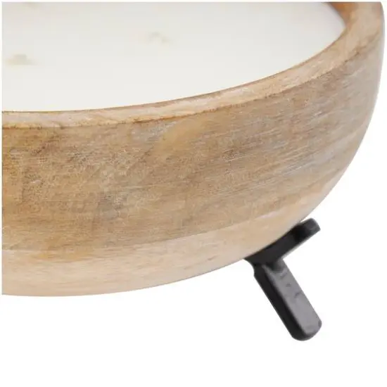 Egyptian Mint Scented 3-Wick Candle in Light Brown Tripod Stand Bowl {5}