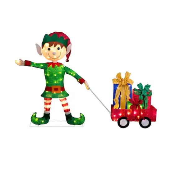 42" Elf Pulling Wagon {1}
