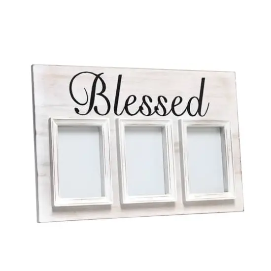 Elegant Designs Whitewash Blessed 3 Photo Collage 4" x 6" Picture Frame {1}