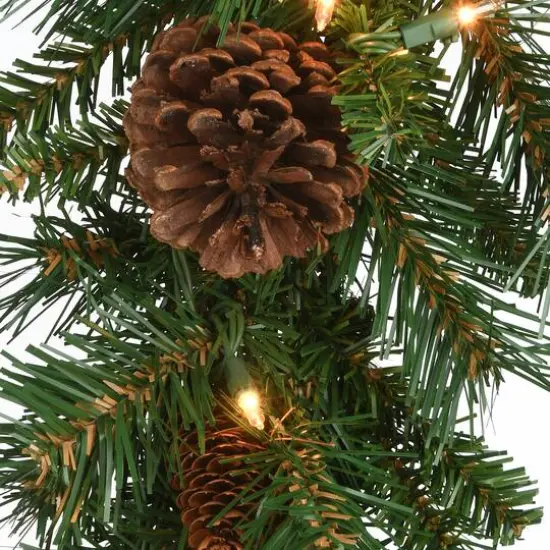9' x 10" Pre-lit Pine Cone Artificial Christmas Garland with 50 Clear Lights-UL {6}