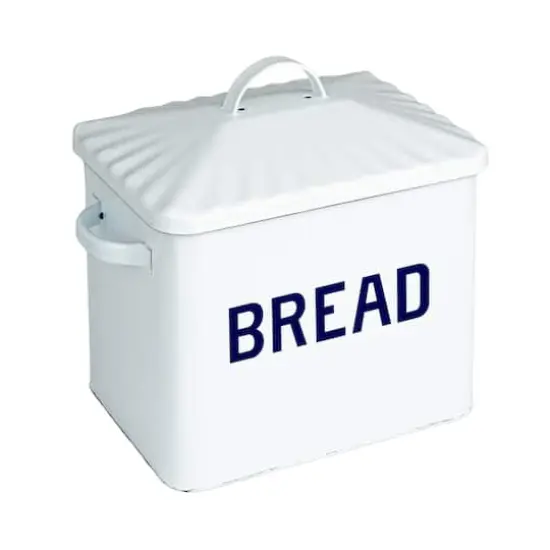 Hello Honey&reg; 13.5" White Chic Farmhouse Enameled Bread Box {1}
