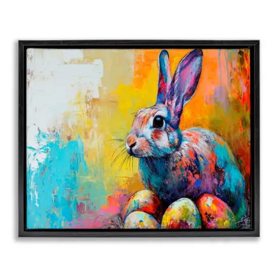 Stupell Industries Easter Joy Abstract Floater Framed Art Black {1}