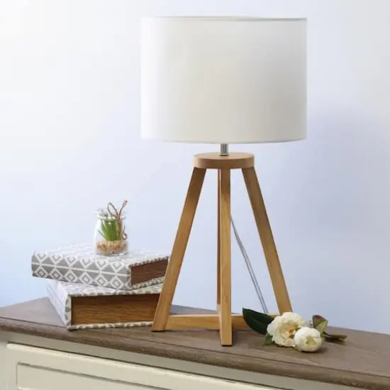 Simple Designs 19" Interlocked Triangular Table Lamp with White Shade Natural and White {5}