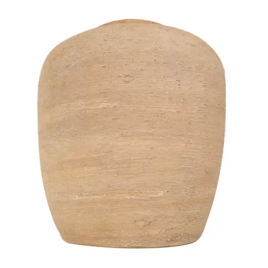 12" Beige Ceramic Wide Textured Vase {3}