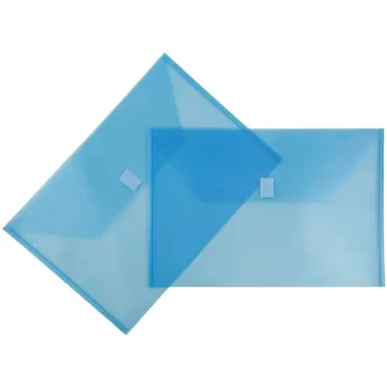 JAM Paper 9.75" x 14.5" Plastic Hook & Loop Closure Envelopes, 12ct. Blue {5}