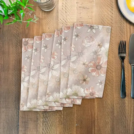 Watercolor Florals Cotton Twill Napkin Blush {4}