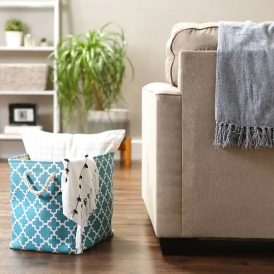 DII&reg; Large Rectangle Lattice Polyester Bin Storm Blue {7}