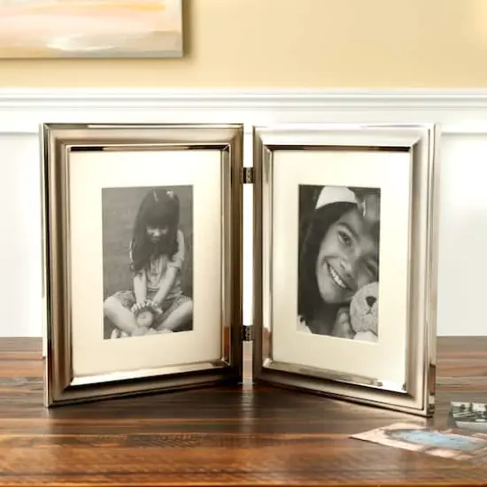Expressions™ 2 Opening 5" x 7" Silver Hinged Frame with Mat by Studio Décor® {3}