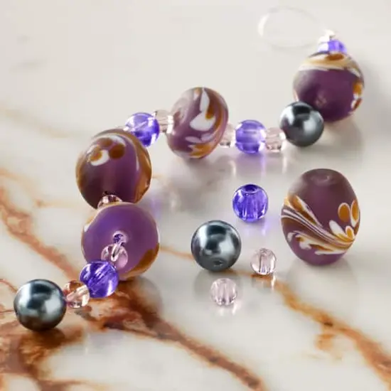 Purple Lampwork Glass Swirl Rondelle & Oval Beads by Bead Landing&trade; {3}