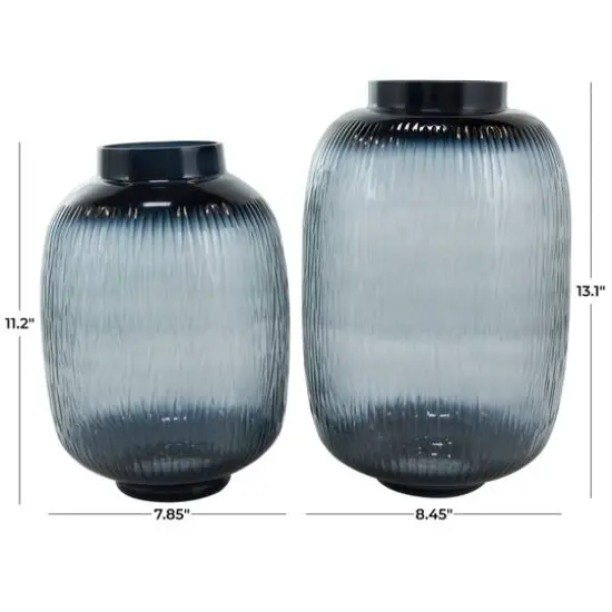 Black & Gray Ombre Glass Vase Set {10}