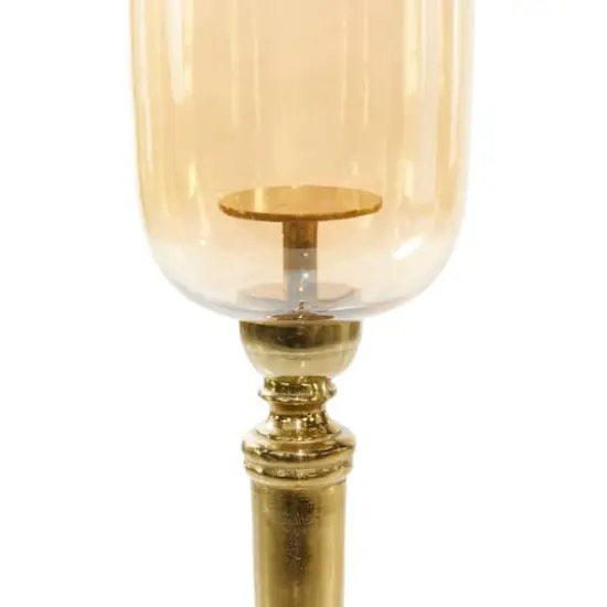 34" Gold Aluminum & Glass Traditional Candlestick Holder {6}