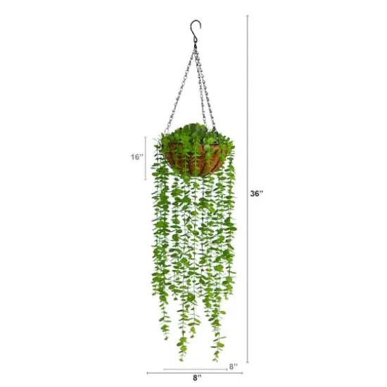 3ft. Eucalyptus Artificial Plant in Hanging Basket {3}
