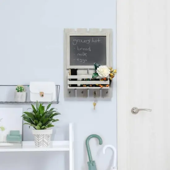 Elegant Designs Chalkboard Sign, Key Holder & Mail Storage Accent Gray Wash {4}