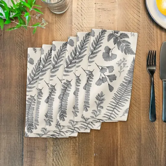Gray Botanical Cotton Twill Dinner Napkin {3}