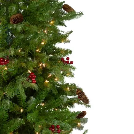 7.5ft. Pre-Lit Real Touch&trade;️ Mixed Winter Berry Pine Artificial Christmas Tree, Clear Lights {6}