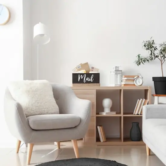 Elegant Designs Mail Script Mail Holder with Handles White/Dark Wood {5}