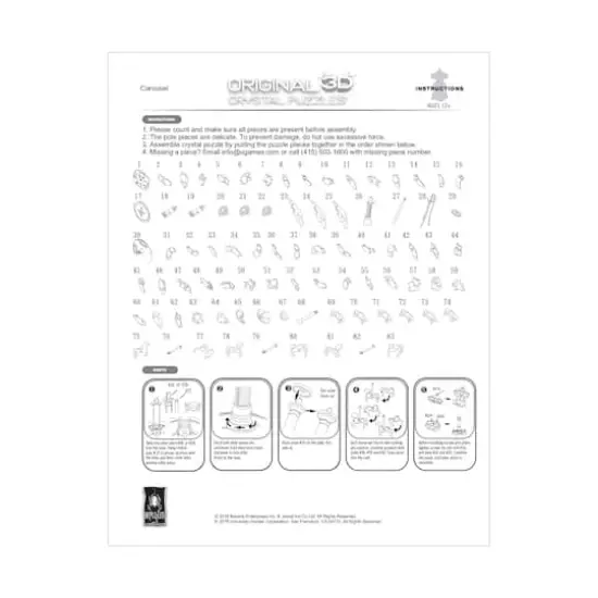 3D Crystal Puzzle - Carousel (White/Red): 83 Pcs {4}