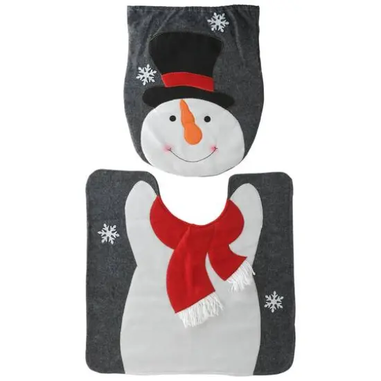 Holiday Snowman Bathroom Seat & Floor Cover Set {1}