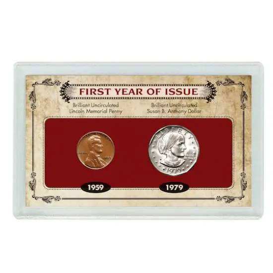 First Year of Issue Lincoln Memorial Penny and Susan B. Anthony Dollar {1}