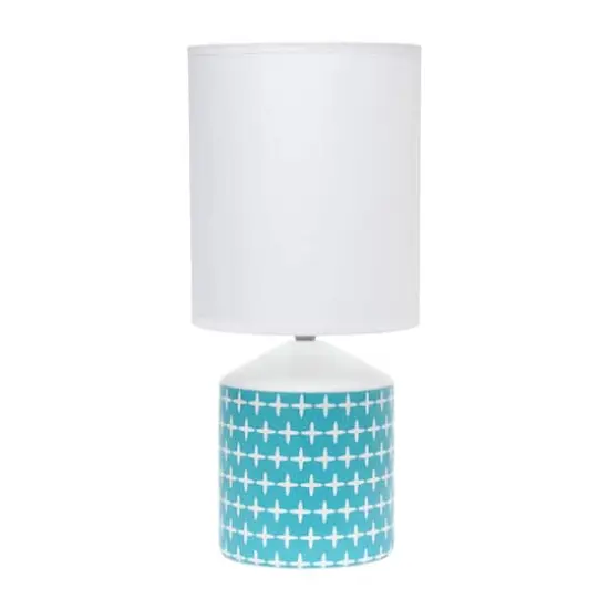 Simple Designs 18.5" Fresh Prints Table Lamp Blue and White Cross {1}