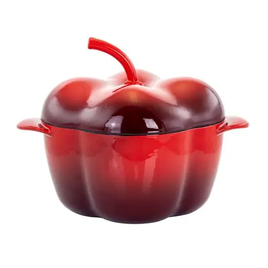 MegaChef 3qt. Red Pepper Shaped Enameled Cast Iron Casserole {1}