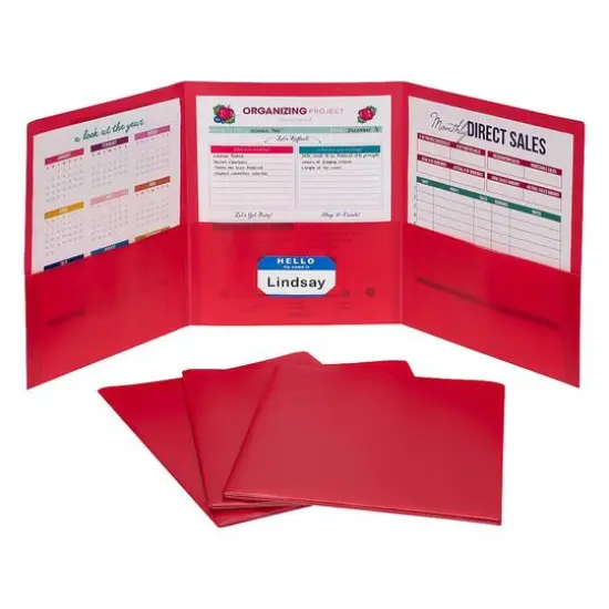 C-Line&reg; Red 3-Pocket Poly Portfolios, 24ct. {1}