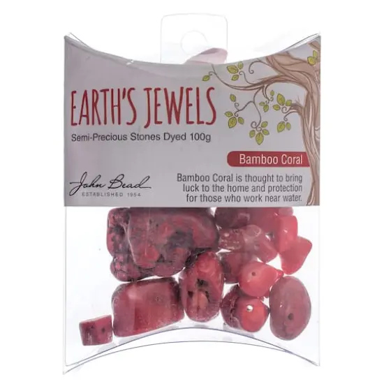 John Bead Earth's Jewels Natural Stone Bead Assortment, 100g Dyed Red Bamboo Coral {3}