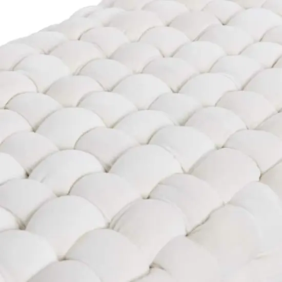 Hello Honey&reg; Cream Chunky Woven Velvet Entryway Bench {6}