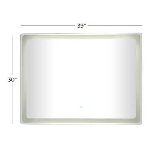 Clear Glass Modern LED Mirror, 39" x 1" x 30" {9}