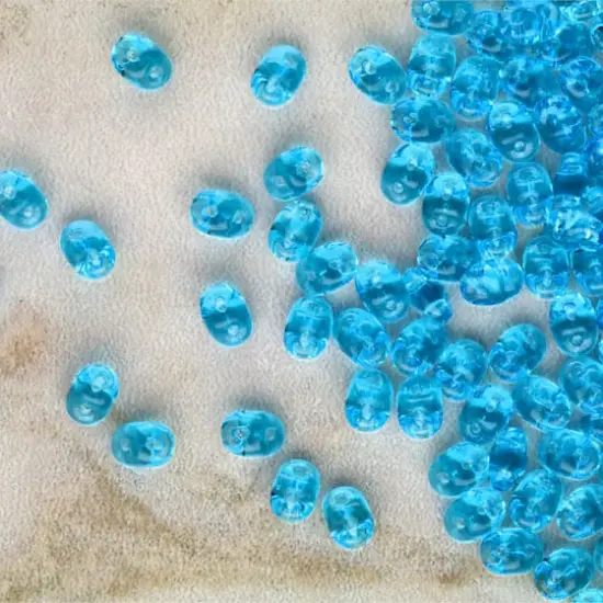 Superduo Two-Hole Czech Glass Beads Aqua Solid {3}