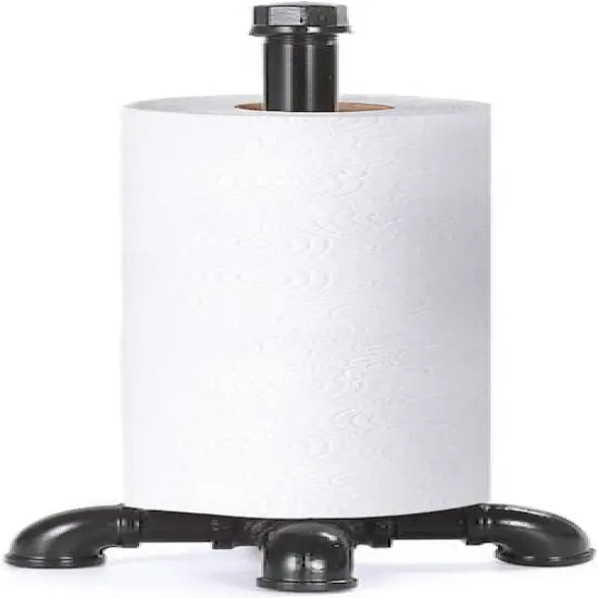 Black Standing Kitchen Industrial Pipe Paper Towel Holder {1}