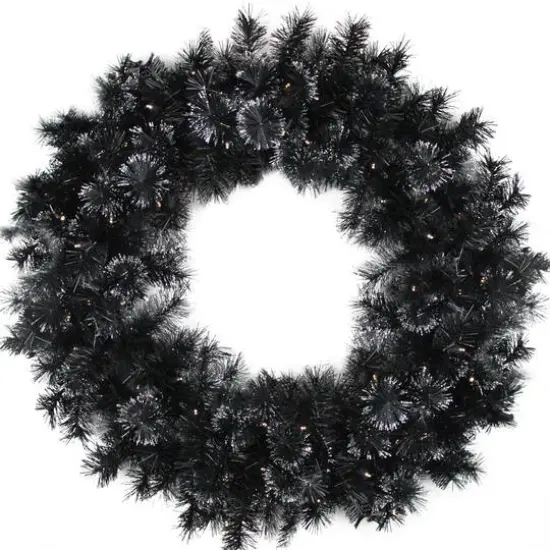 36" LED Black Bristle Artificial Christmas Wreath {1}