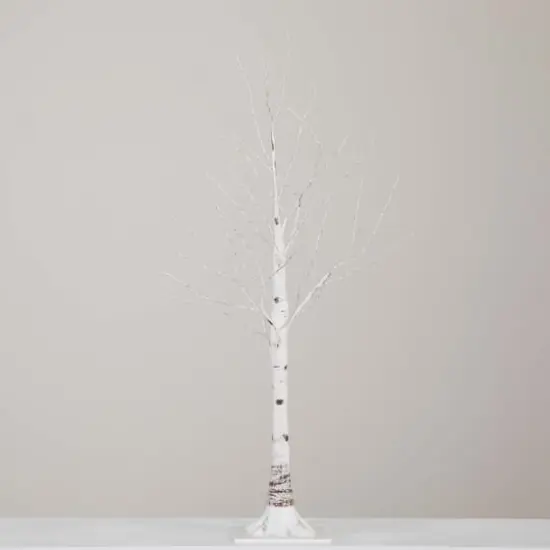 3ft. Pre-Lit White Birch Artificial Christmas Tree, Warm White LED Lights {10}