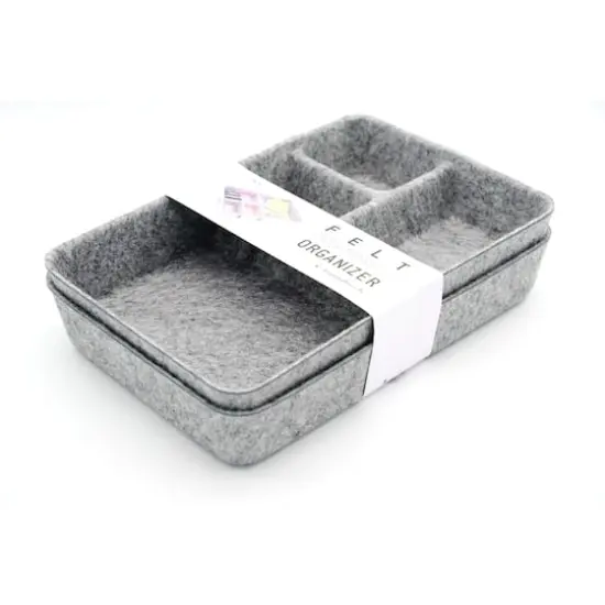 Welaxy 2 Piece Felt 4 Compartment Drawer Organizer Trays Gray {5}
