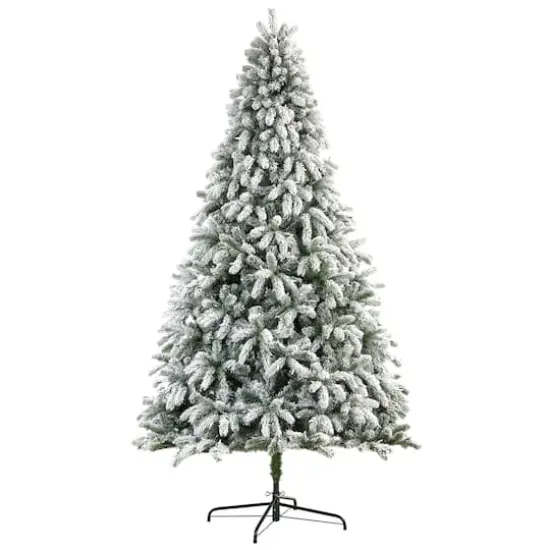 9ft. Pre-Lit Flocked South Carolina Spruce Artificial Christmas Tree, Clear LED Lights {4}