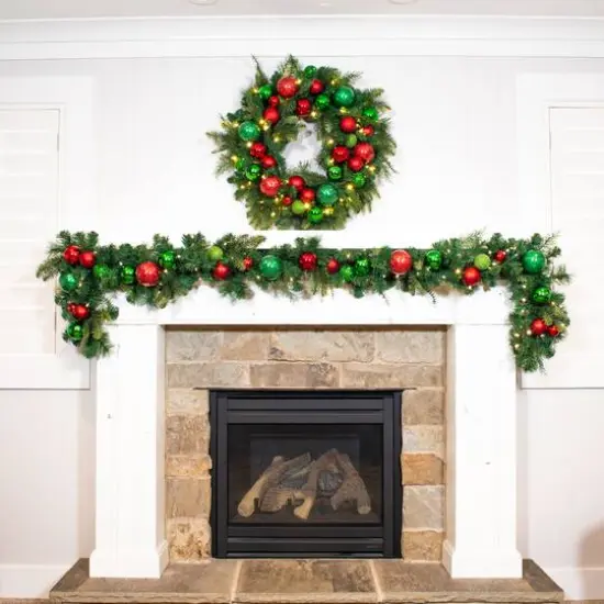 Village Lighting 9ft. Pre-Lit LED Christmas Cheer Garland {8}