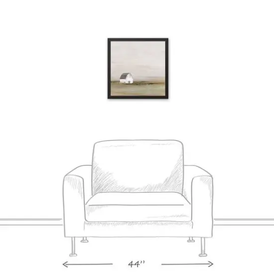 Barn In Fog 17.73" x 17.73" Black Framed Canvas {4}