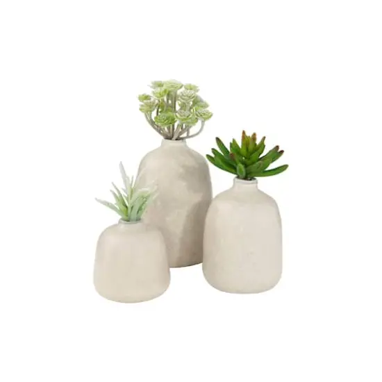 Hello Honey® Light Gray Terracotta Vases with Pitted Sand Finishes Set {6}